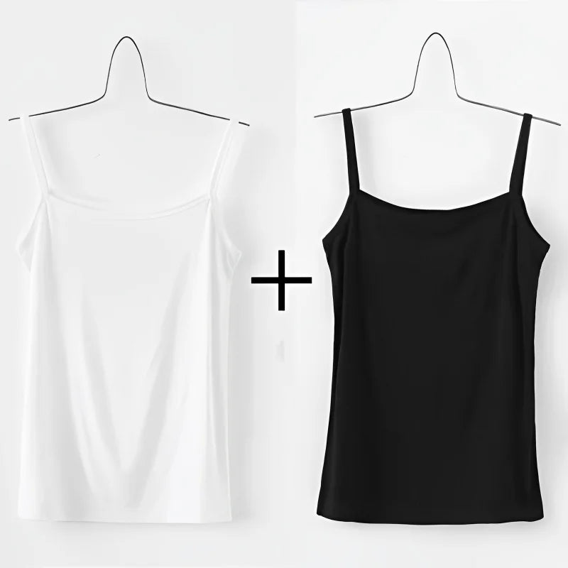 1/2pcs Women Sexy Camisoles Summer Strap Cotton Sleeveless Shirt Thin  Vest Solid Top Simple Slim Base Vest Tops Female Undies