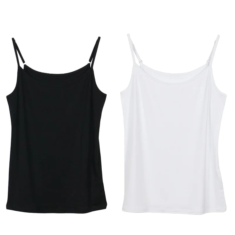 1/2pcs Women Sexy Camisoles Summer Strap Cotton Sleeveless Shirt Thin  Vest Solid Top Simple Slim Base Vest Tops Female Undies