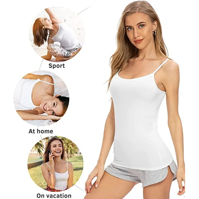 1/2pcs Women Sexy Camisoles Summer Strap Cotton Sleeveless Shirt Thin  Vest Solid Top Simple Slim Base Vest Tops Female Undies