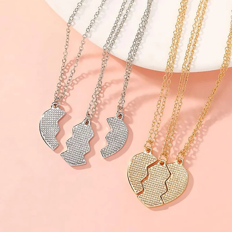 1 Set Friendship Gifts BFF Necklaces For Sister Birthday Jewelry Best Friend Forever Necklace For 3 Girls Matching Heart Pendant