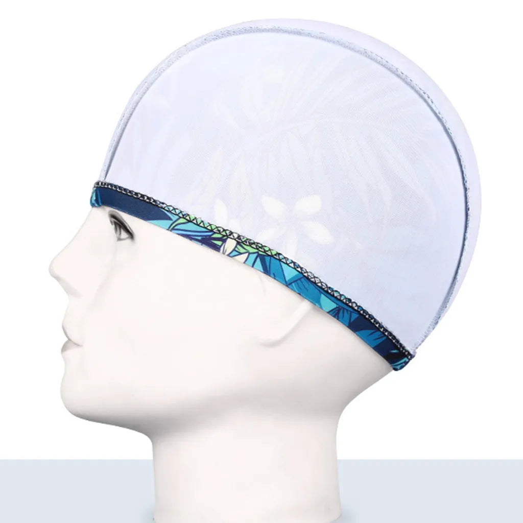 1PC  Fashion Swimming Cap Men/Women Flowers Printed Long Hair Sports Swim Pool Bathing Hat Elastic Nylon Turban Sports Accessory