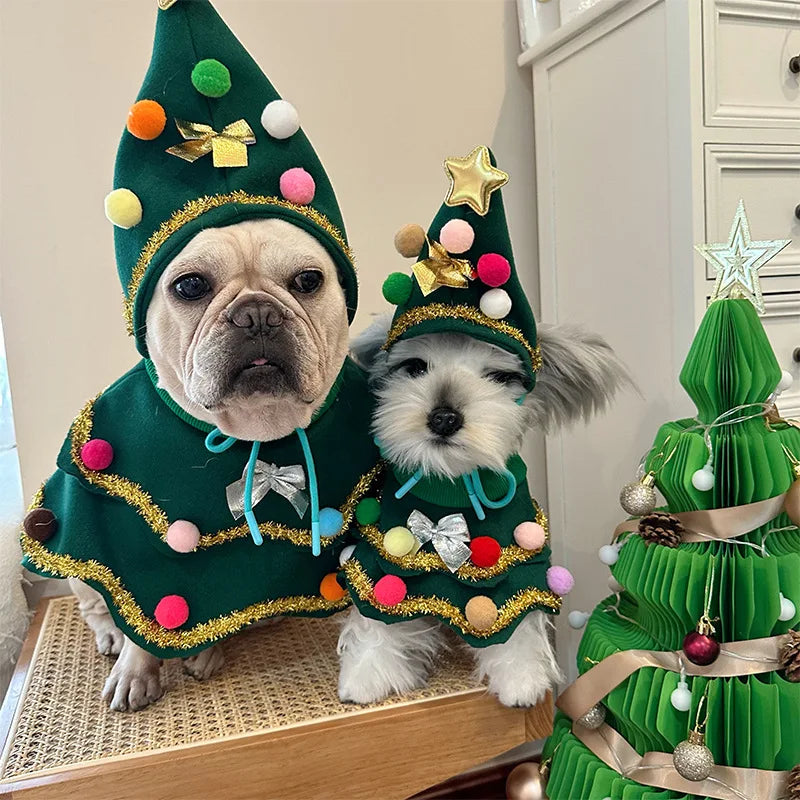 2024 New Christmas Pet Clothes Christmas Tree Pet Cape Shawl Dog Transformed Into Holiday Gifts Ropa Para Perro Puppy Clothes