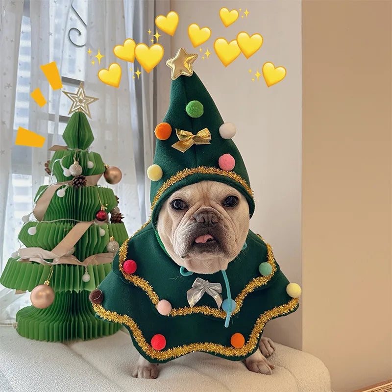 2024 New Christmas Pet Clothes Christmas Tree Pet Cape Shawl Dog Transformed Into Holiday Gifts Ropa Para Perro Puppy Clothes