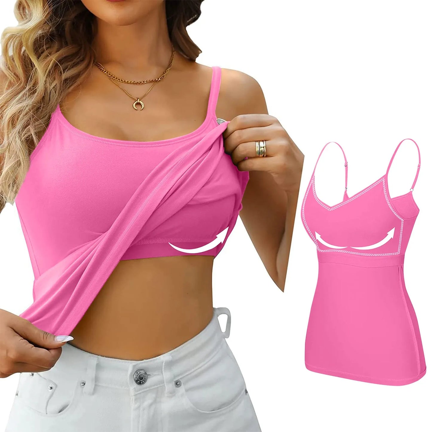 2024 New Female Camisole Large Size No Steel Ring Integrated Chest Pad Camisole Bottoming Shirt Slim Sling T Shirt