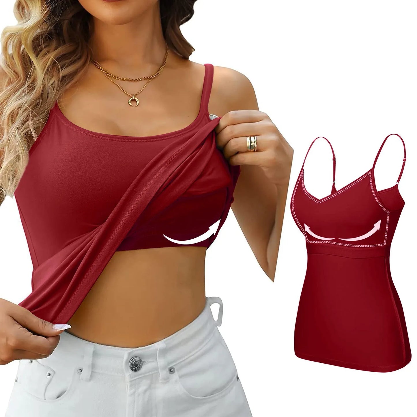 2024 New Female Camisole Large Size No Steel Ring Integrated Chest Pad Camisole Bottoming Shirt Slim Sling T Shirt