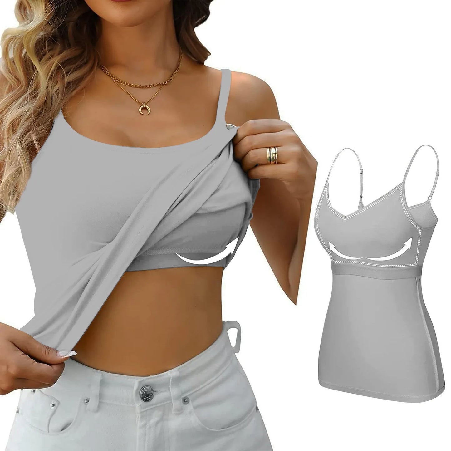 2024 New Female Camisole Large Size No Steel Ring Integrated Chest Pad Camisole Bottoming Shirt Slim Sling T Shirt