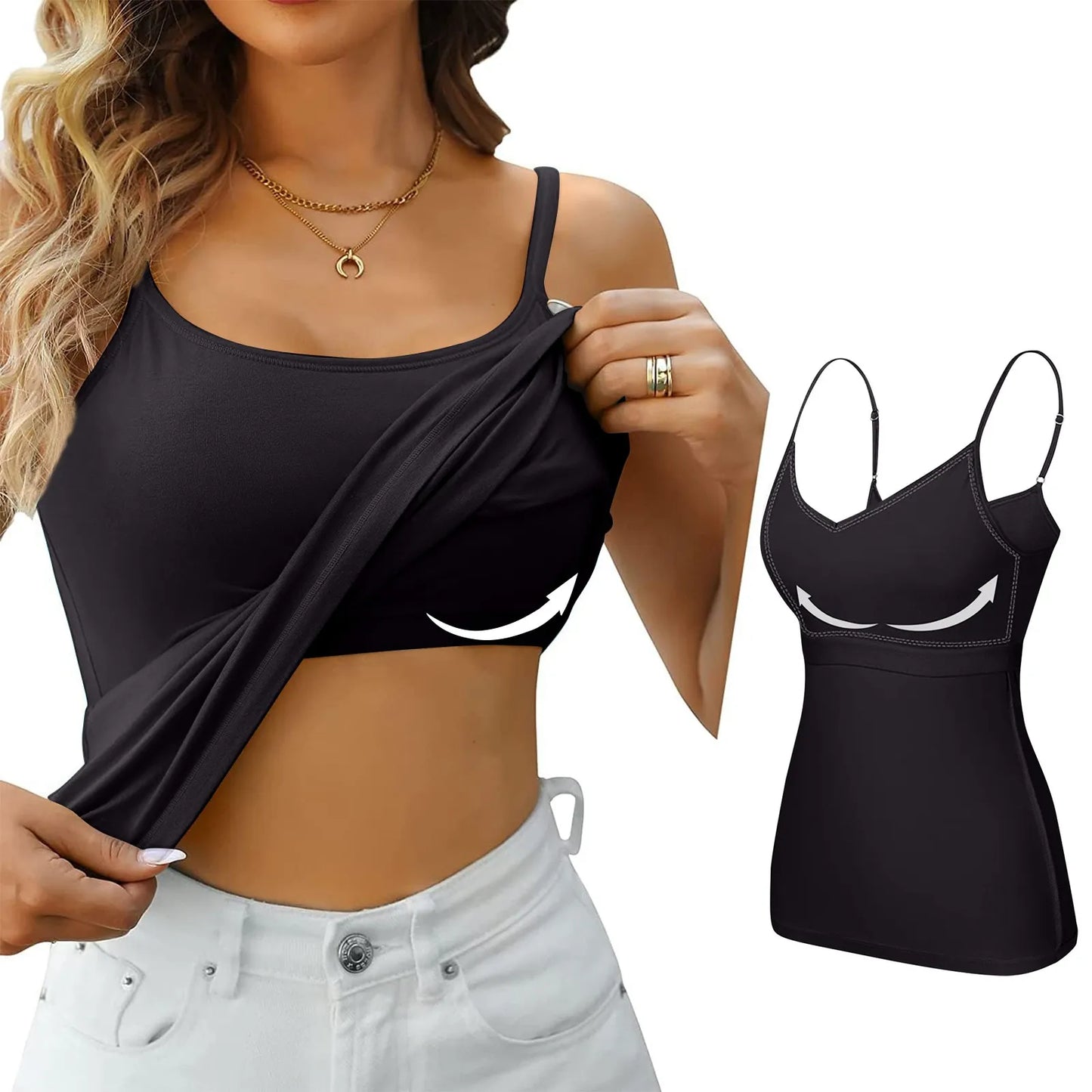 2024 New Female Camisole Large Size No Steel Ring Integrated Chest Pad Camisole Bottoming Shirt Slim Sling T Shirt