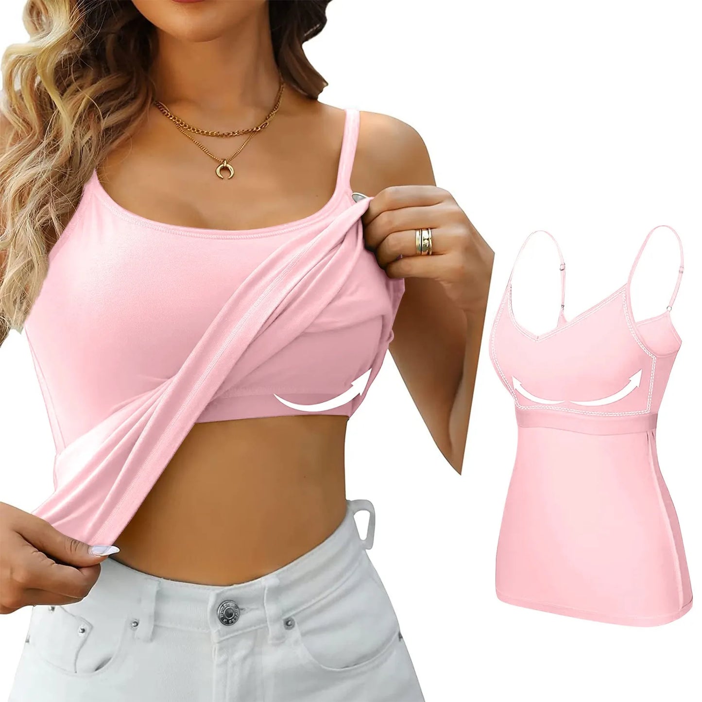 2024 New Female Camisole Large Size No Steel Ring Integrated Chest Pad Camisole Bottoming Shirt Slim Sling T Shirt