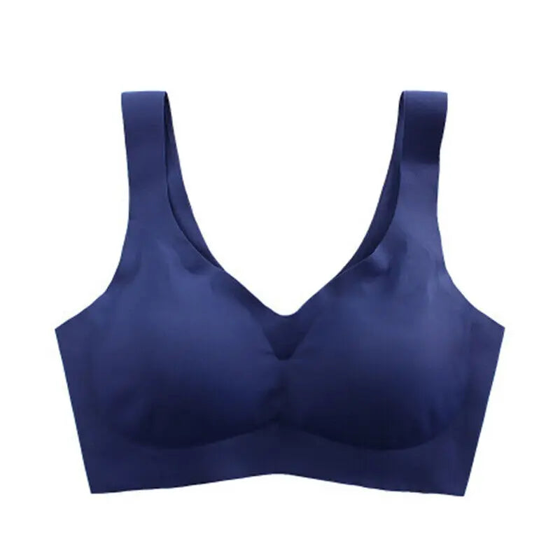 2024 Women Seamless Ice Silk Bra Removable Chest Pad Lifting Bralette Underwear No Steel Ring Breathable Push Up Yoga Vest Bras