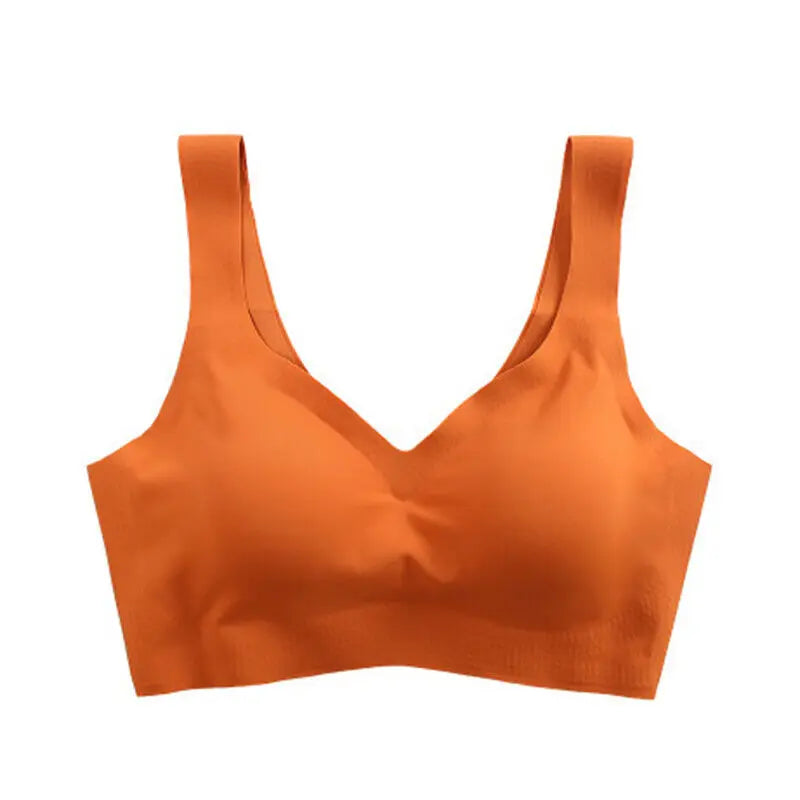 2024 Women Seamless Ice Silk Bra Removable Chest Pad Lifting Bralette Underwear No Steel Ring Breathable Push Up Yoga Vest Bras