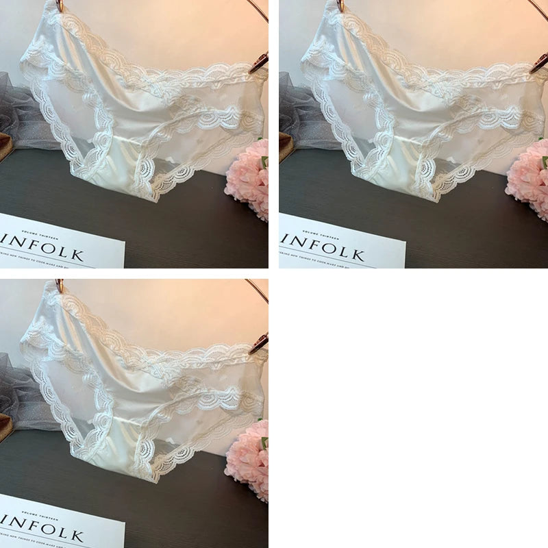 3 pieces Light luxury sexy underwear women low-rise lace transparent seamless high-grade high-grade temperament high-end briefs