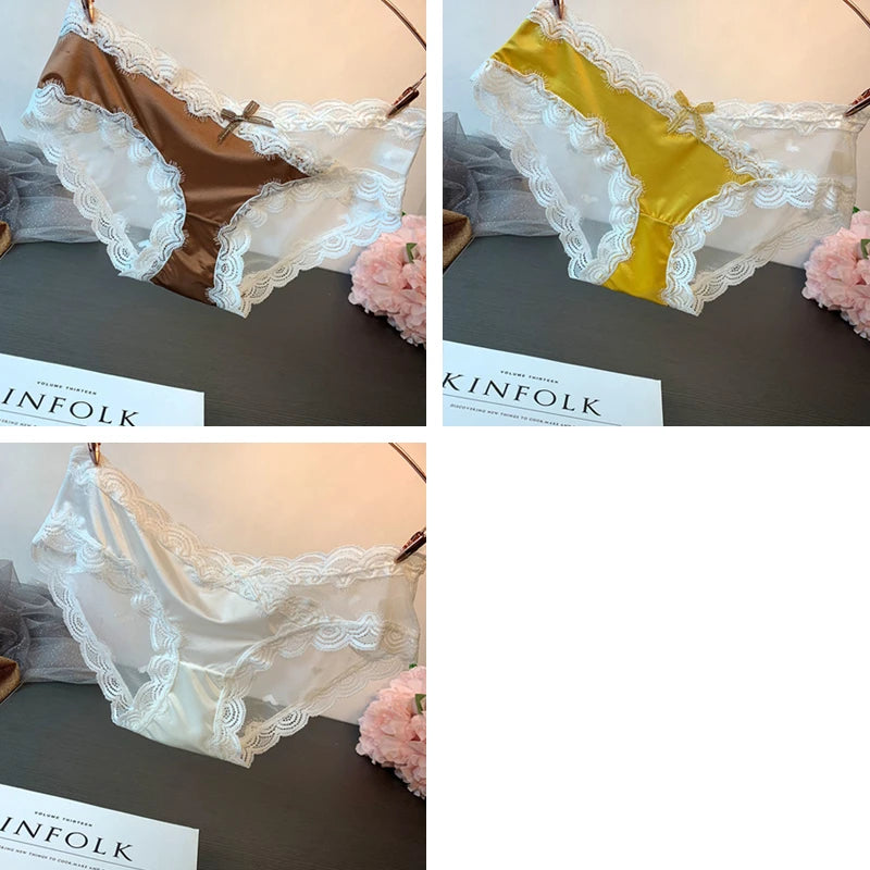 3 pieces Light luxury sexy underwear women low-rise lace transparent seamless high-grade high-grade temperament high-end briefs