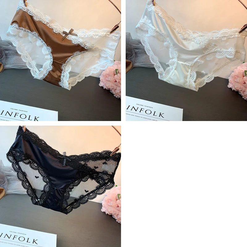 3 pieces Light luxury sexy underwear women low-rise lace transparent seamless high-grade high-grade temperament high-end briefs