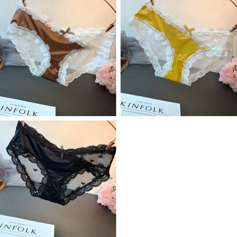 3 pieces Light luxury sexy underwear women low-rise lace transparent seamless high-grade high-grade temperament high-end briefs