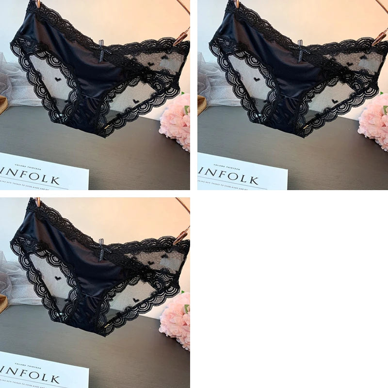 3 pieces Light luxury sexy underwear women low-rise lace transparent seamless high-grade high-grade temperament high-end briefs