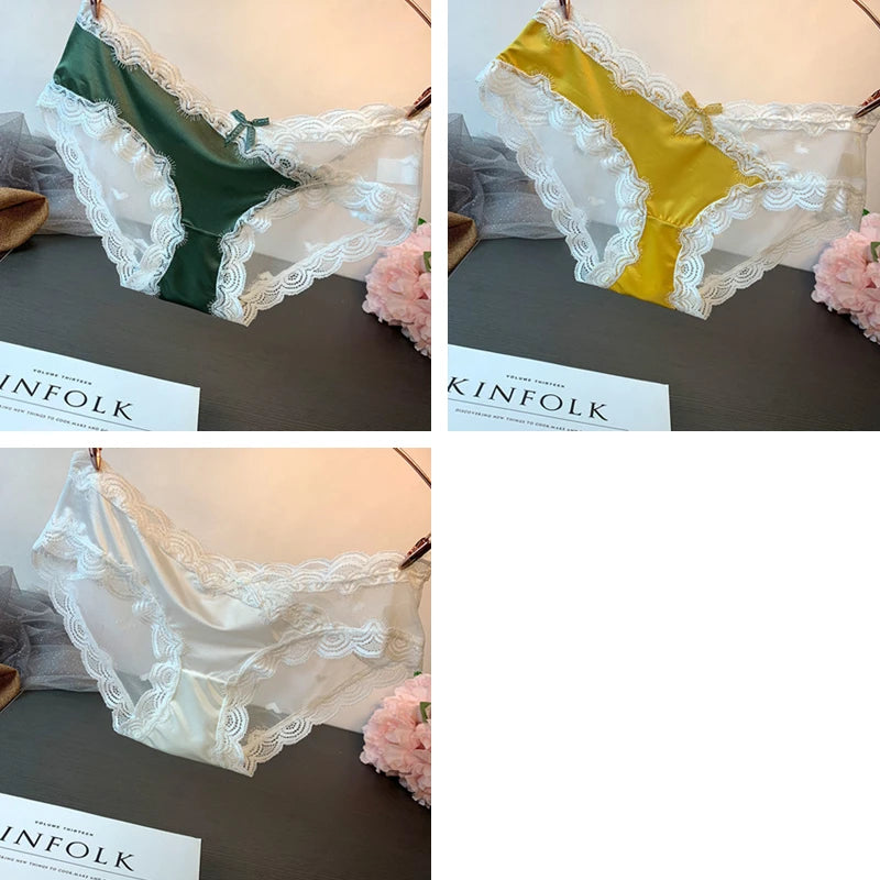 3 pieces Light luxury sexy underwear women low-rise lace transparent seamless high-grade high-grade temperament high-end briefs