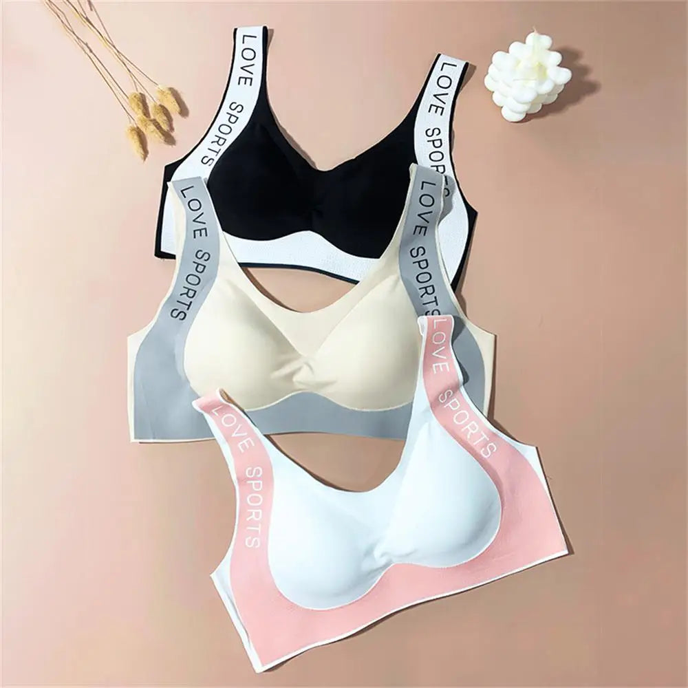 3pcs Summer Seamless Ladies Bra Underwear Yoga Fitness Sport Vest Bralette Push Up Fitness Brassiere Simple Comfortable Lingerie