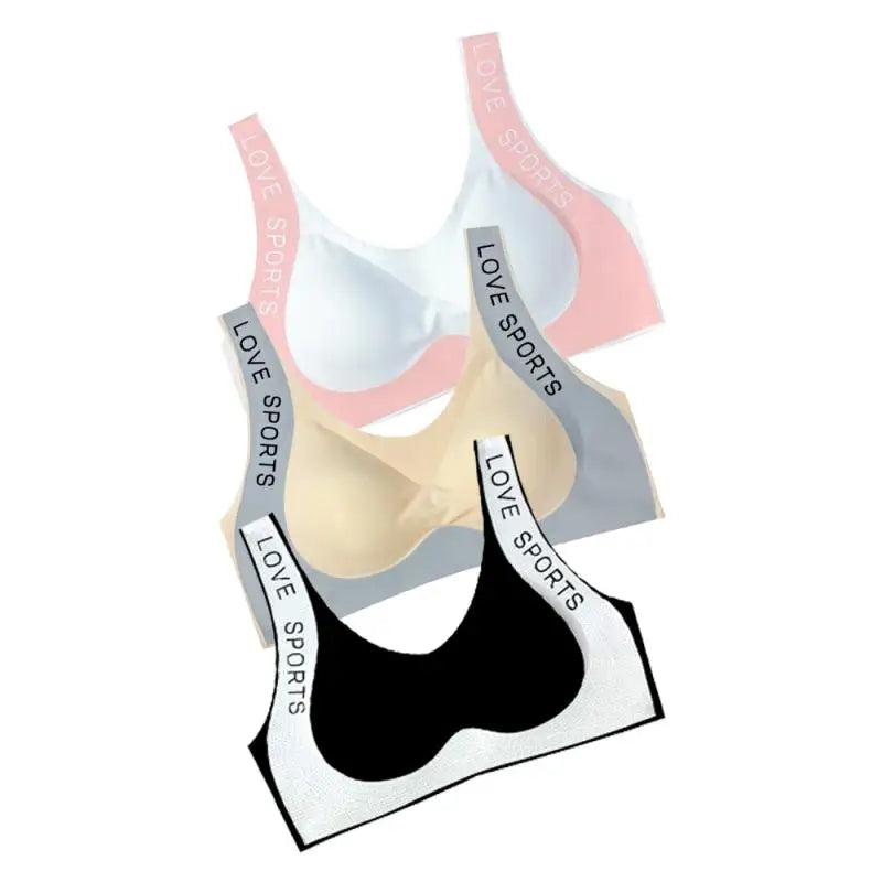 3pcs Summer Seamless Ladies Bra Underwear Yoga Fitness Sport Vest Bralette Push Up Fitness Brassiere Simple Comfortable Lingerie