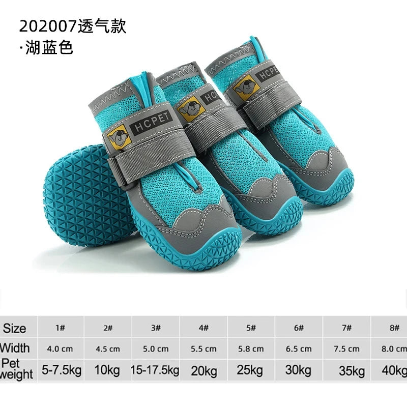 4Pcs/Set Dog Shoes for Large Dogs Breathable Professional Outdoor Dog Shoes Anti-Slip Durable Pet Shoes for Hiking Rubber Sole