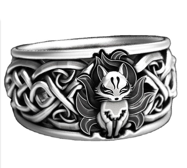 Fashionable New Viking Nine-Tailed Fox Celtic Men'S And Women'S Rings Versatile Temperament Jewelry