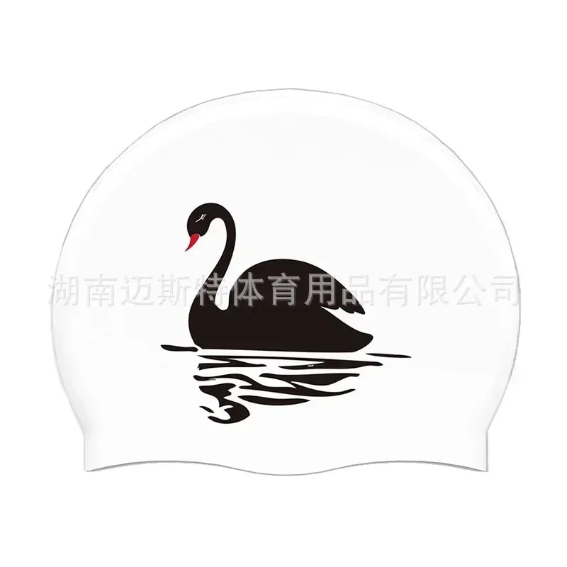 Adult Printed Silicone Swimming Cap Women Waterproof Ear Protecton Long Hair Swimming Hat Beach Pool Accessories