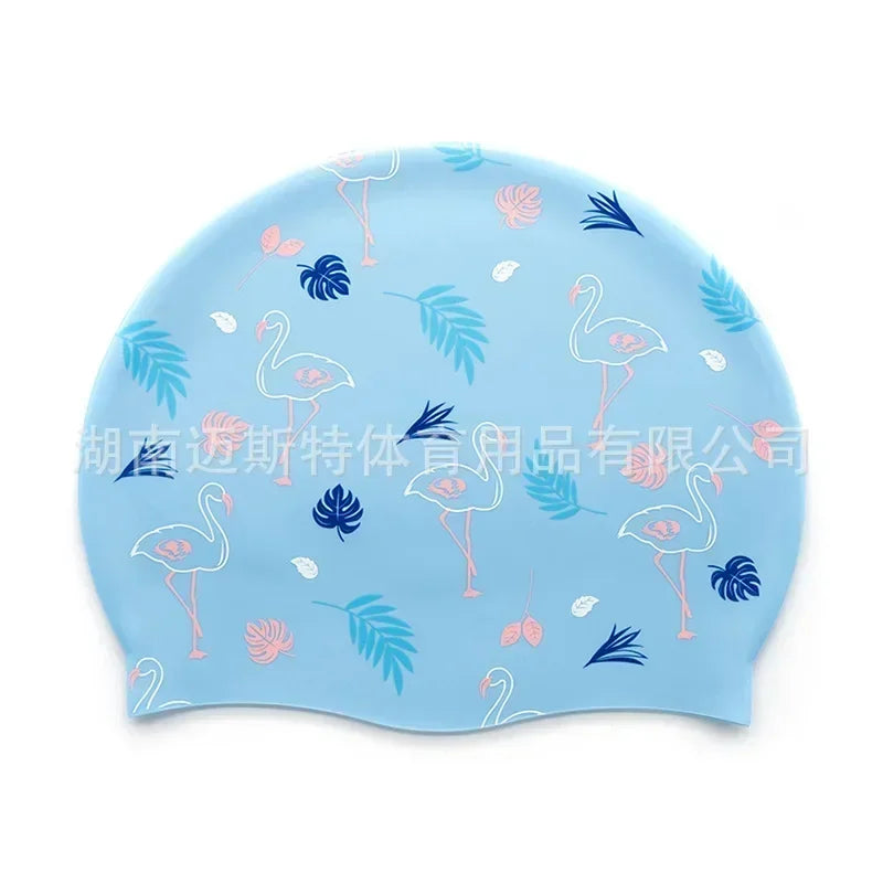 Adult Printed Silicone Swimming Cap Women Waterproof Ear Protecton Long Hair Swimming Hat Beach Pool Accessories