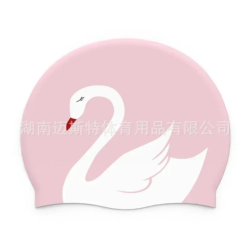 Adult Printed Silicone Swimming Cap Women Waterproof Ear Protecton Long Hair Swimming Hat Beach Pool Accessories