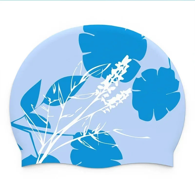 Adult Printed Silicone Swimming Cap Women Waterproof Ear Protecton Long Hair Swimming Hat Beach Pool Accessories