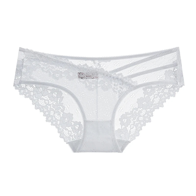 BANNIROU 1Pcs Female Panties Lace Transparent Low-Rise Solid Underwear Women's Sexy Panties Briefs