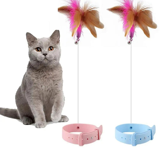 Cat Toys Feather Collar Self-healing Interactive Plaything Funny Cats Stick Multifunctional Collar Kitten Playing Pets Supplies