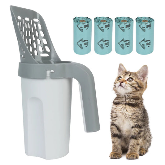 Cats Supplies Cat Sand Cleaning Pet Cleanning Tool Self-cleaning With Waste Bags Cat Litter Box Scoop Cat Litter Shovel Portable