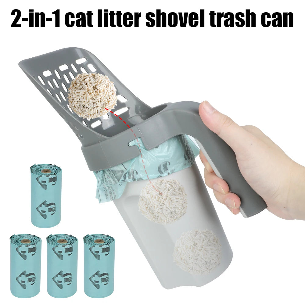 Cats Supplies Cat Sand Cleaning Pet Cleanning Tool Self-cleaning With Waste Bags Cat Litter Box Scoop Cat Litter Shovel Portable