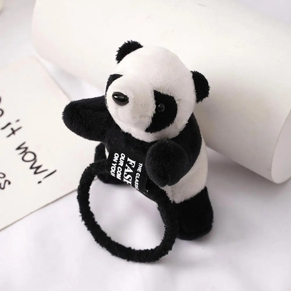 Chinese Lovely Plush Panda Headband Hairpin Brooch Hair Cute Jewelry Cartoon Doll Rope Head Accessories Animal Hair Aggrega H6S7