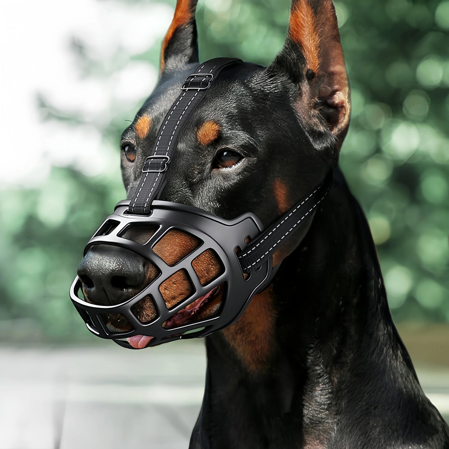 Djustable Silicone Pet Dog Muzzle Anti-Biting Dog Mouth Cover With Reflective Strip for dogs Can Drink Water Breathable Plastic