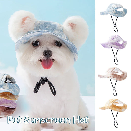 Dog Hat Pet Hat Baseball Hat Summer Canvas Dog Cap Only For Small Pet Dog Cat Outdoor Accessories Adjustable Drawstring New