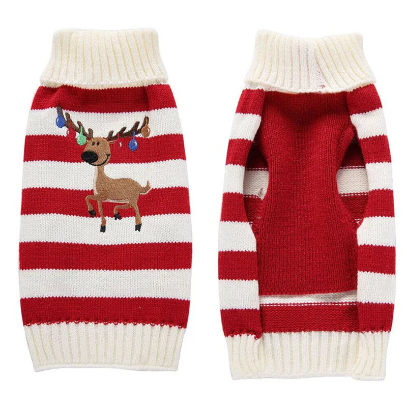 Dog Sweater Christmas Winter Warm Dog Clothes Xmas Outfit for Dogs Puppy Coat Dog Costume Chihuahua Striped Dog Knitted Sweater