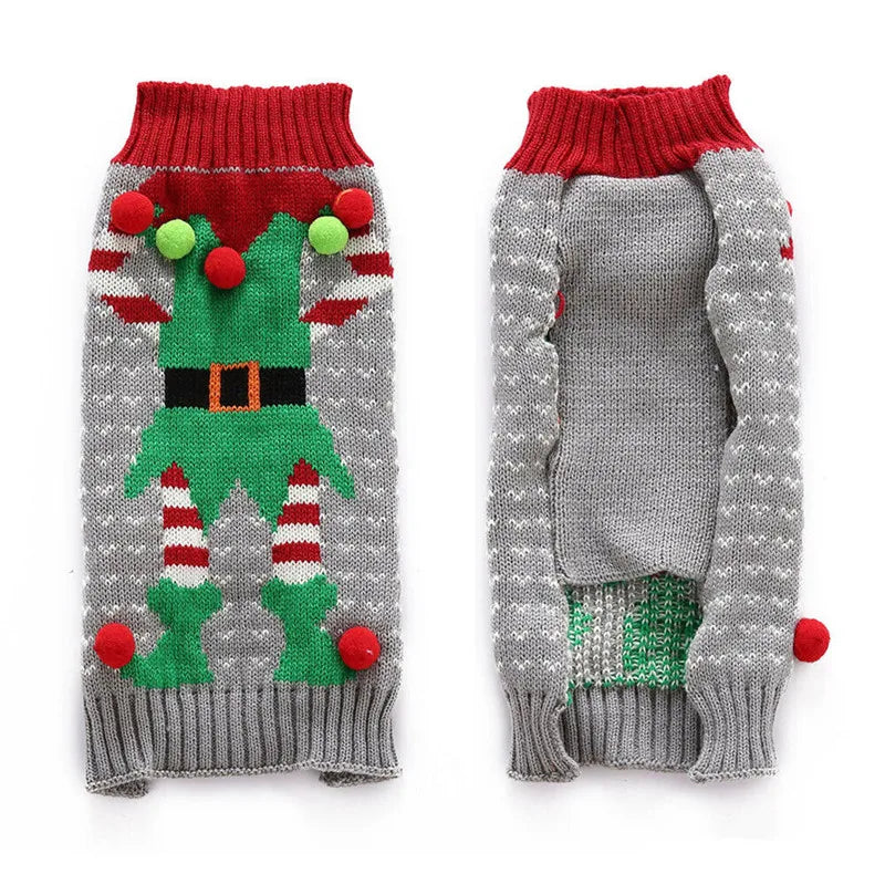 Dog Sweater Christmas Winter Warm Dog Clothes Xmas Outfit for Dogs Puppy Coat Dog Costume Chihuahua Striped Dog Knitted Sweater