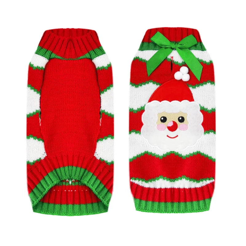 Dog Sweater Christmas Winter Warm Dog Clothes Xmas Outfit for Dogs Puppy Coat Dog Costume Chihuahua Striped Dog Knitted Sweater