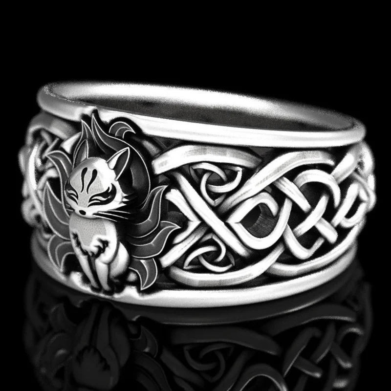 Fashionable New Viking Nine-Tailed Fox Celtic Men'S And Women'S Rings Versatile Temperament Jewelry