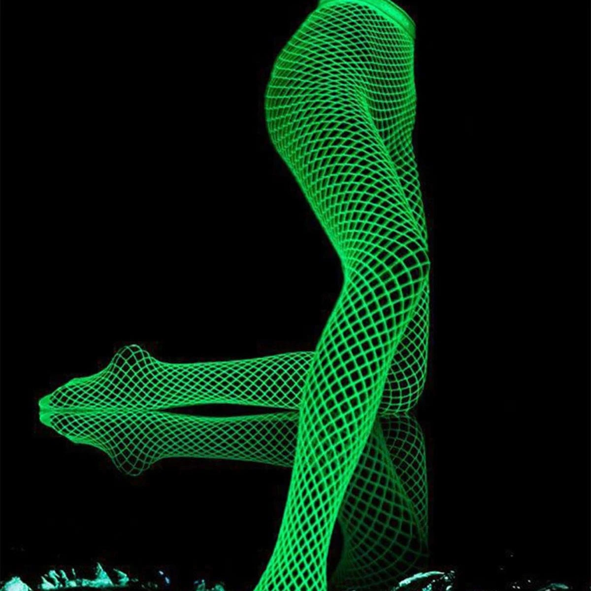 Fishnet Fluorescence Fancy Cheerleading Net Socks Maid  Cosplay Punk Nude Office Tights Smooth Pantyhose Woman Indestructible