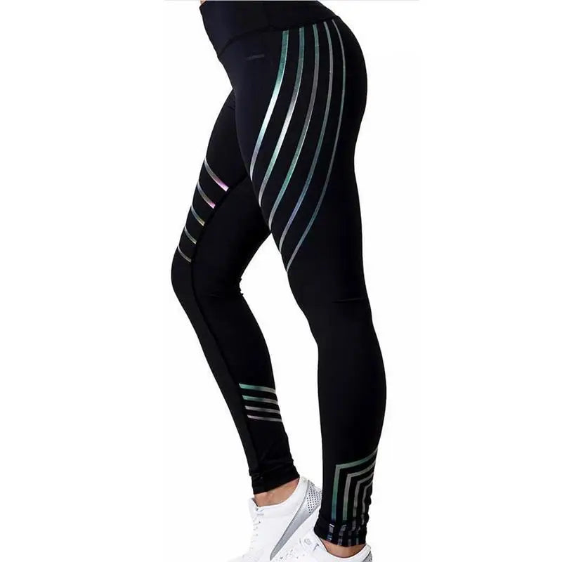 Glitter Laser Printed Yoga Pants Female Fitness Bottoming Trousers Running Yoga Leggings Breathable High Elastic Sports Supplies