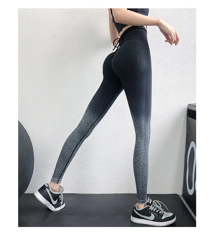 Gradient Leggings Women Sexy Seamless High Waist Quick Dry Sport Legging for Woman Gym Workout High Elasticity Buttocks Leggins