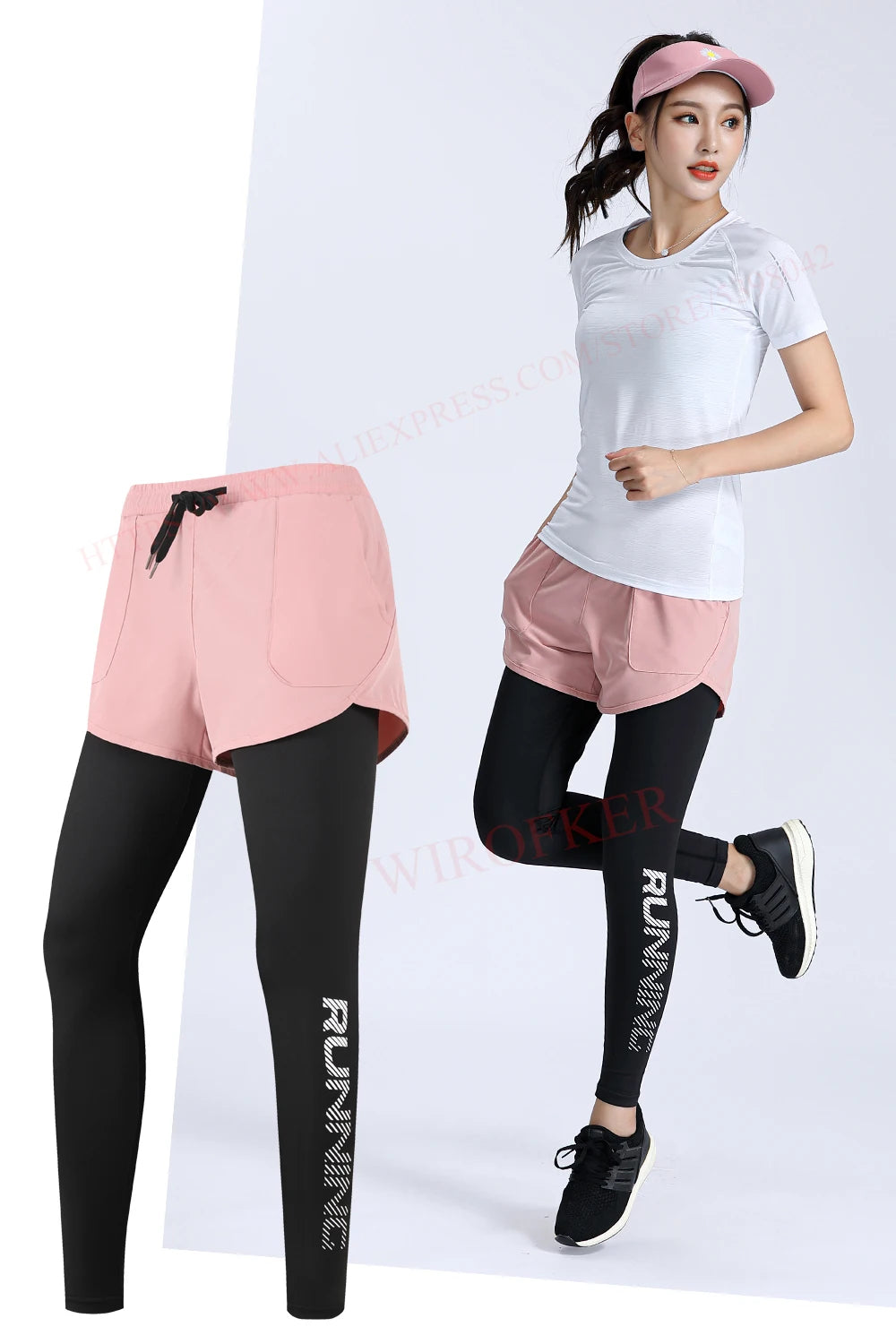 Women Running Trousers 2 In 1 Yoga Sports Fitness Leggings Quick Dry Jogger Training Sportpants High Waist Female Gym Pants