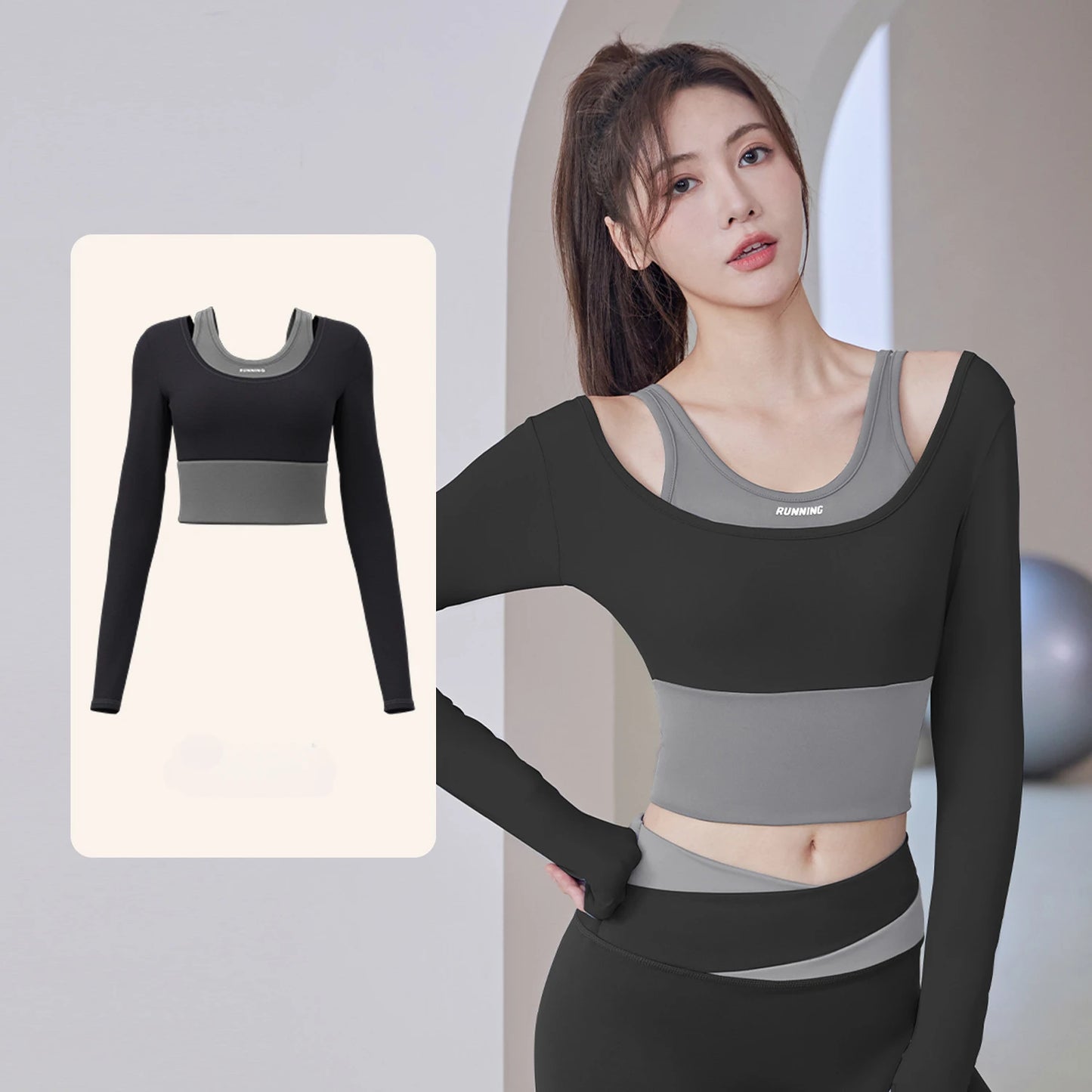 High Waist Yoga Set Lady Gym Suit Shockproof Sport Bra Crop Top Patchwork Tracksuit Women Fitness Outfit Training Wear