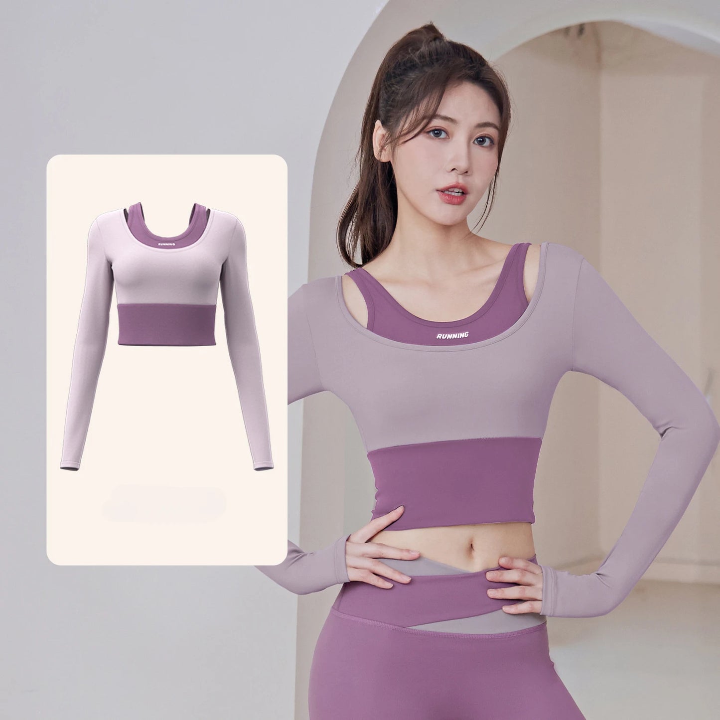 High Waist Yoga Set Lady Gym Suit Shockproof Sport Bra Crop Top Patchwork Tracksuit Women Fitness Outfit Training Wear