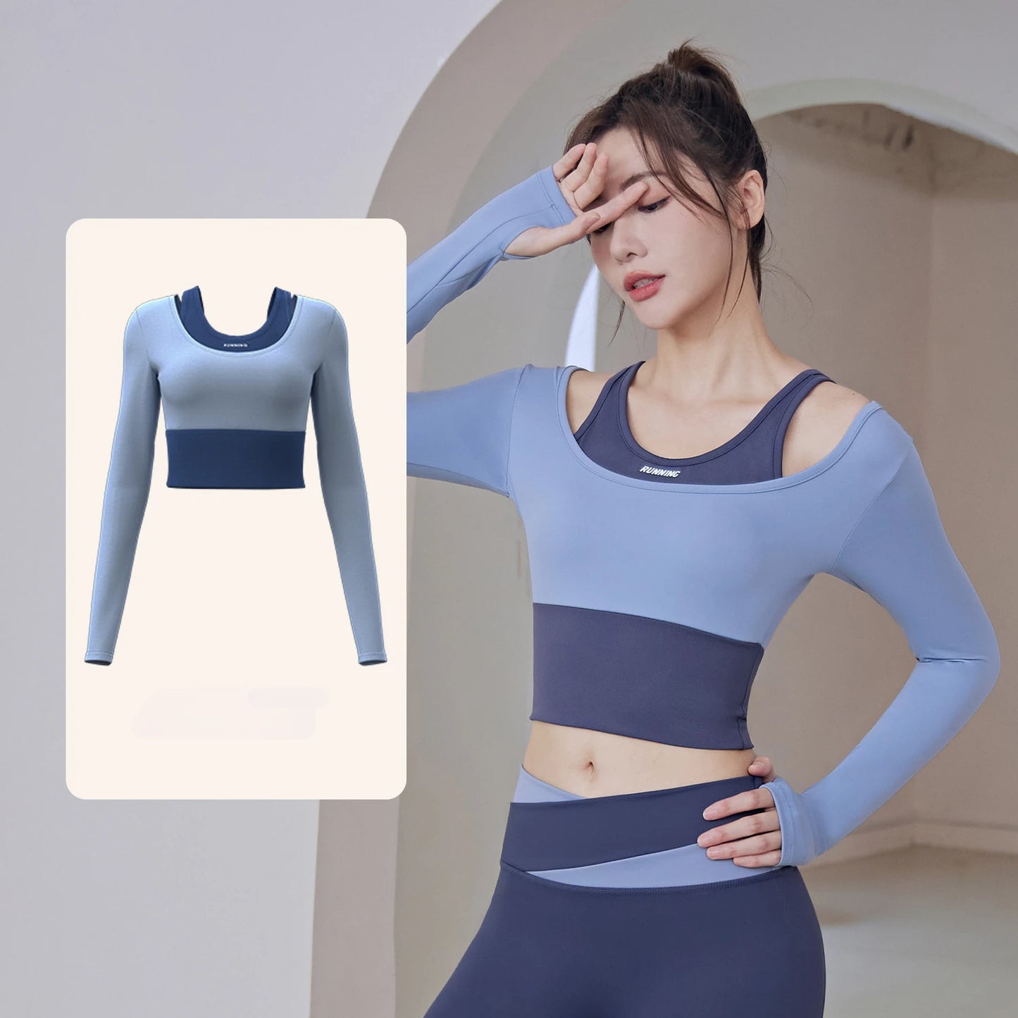 High Waist Yoga Set Lady Gym Suit Shockproof Sport Bra Crop Top Patchwork Tracksuit Women Fitness Outfit Training Wear