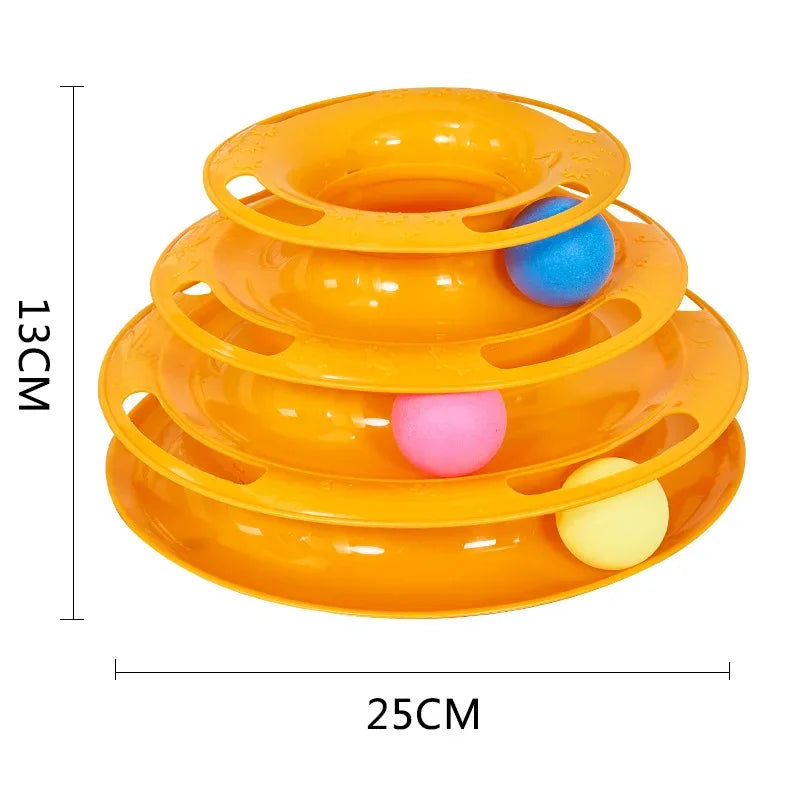 Interactive Tower Cat Toy Turntable Roller Balls Toys for Cats Kitten Teaser Puzzle Track Toy Pets Training Supplies Accessories