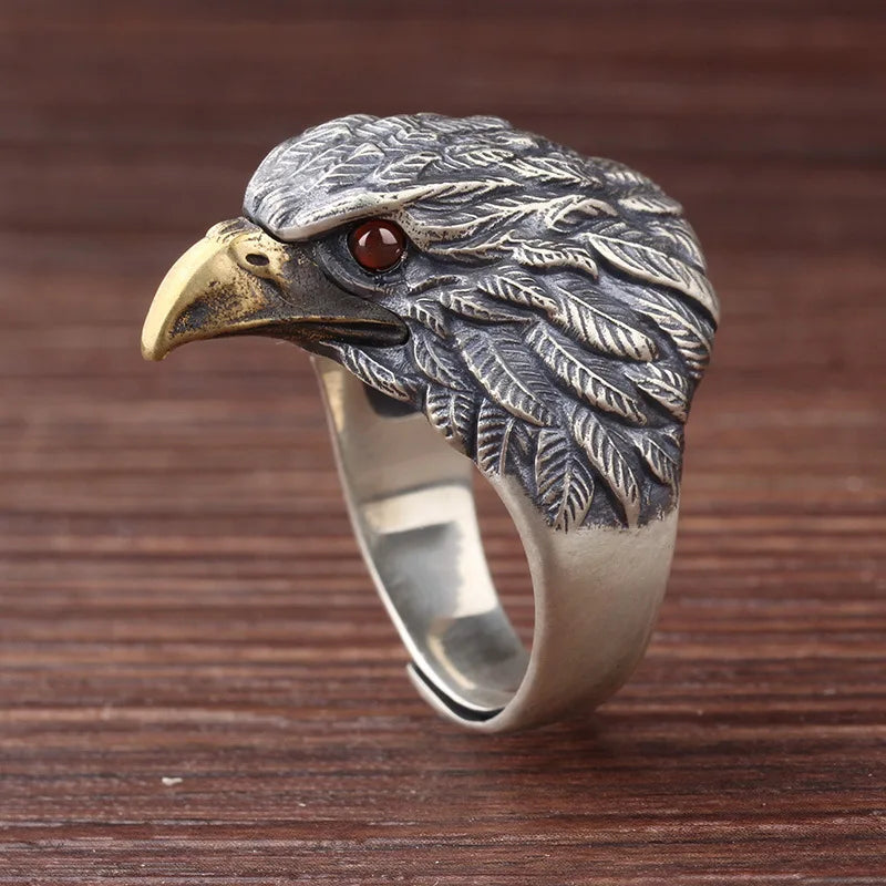 Men Owl Ring Open Mouth Adjustable Ring