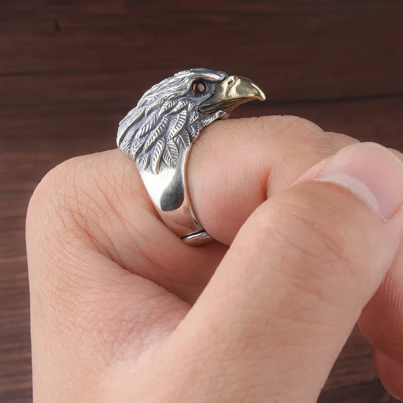 Men Owl Ring Open Mouth Adjustable Ring