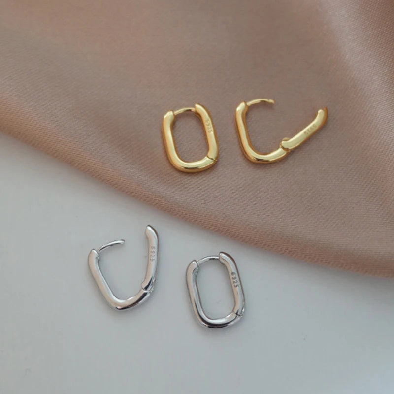 Minimalist U Shaped Geometric Hoop Earrings for Women Chunky Circle Hoops Party Wedding Jewelry Gift French Golden Earrings